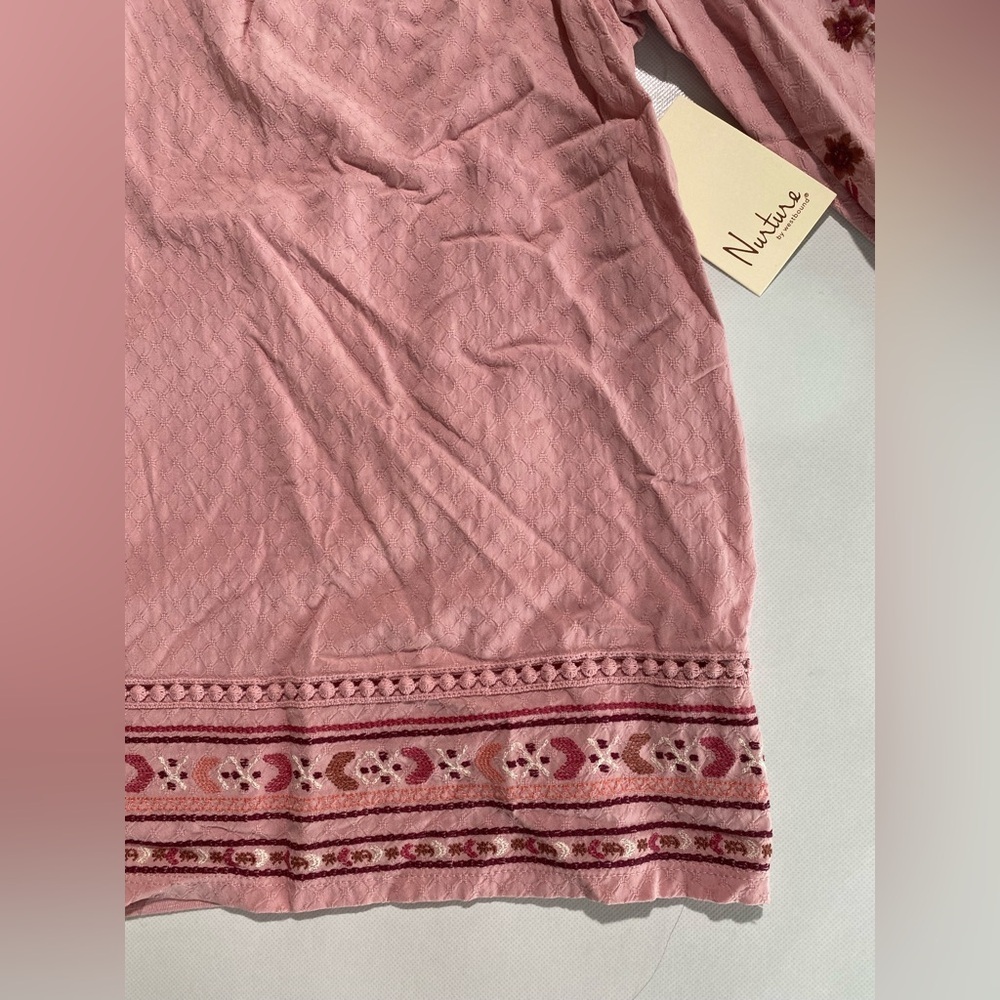NEW Size XL Nurture by Westbound Woven V-Neck 3/4 Sleeve Blouse Orchid Pink $69 - Picture 3 of 10